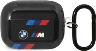 Rast mbrojtës BMW M Series Tricolor me unazë për AirPods Pro 2, i zi