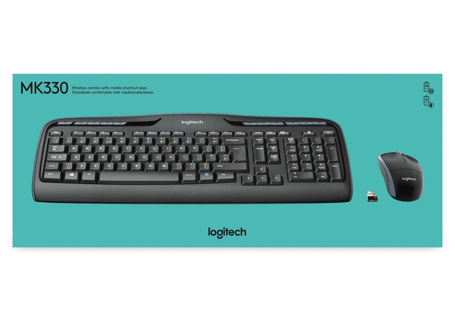 Set tastierë dhe maus Logitech Wireless Combo MK330, USB, 2.4GHz, e zezë