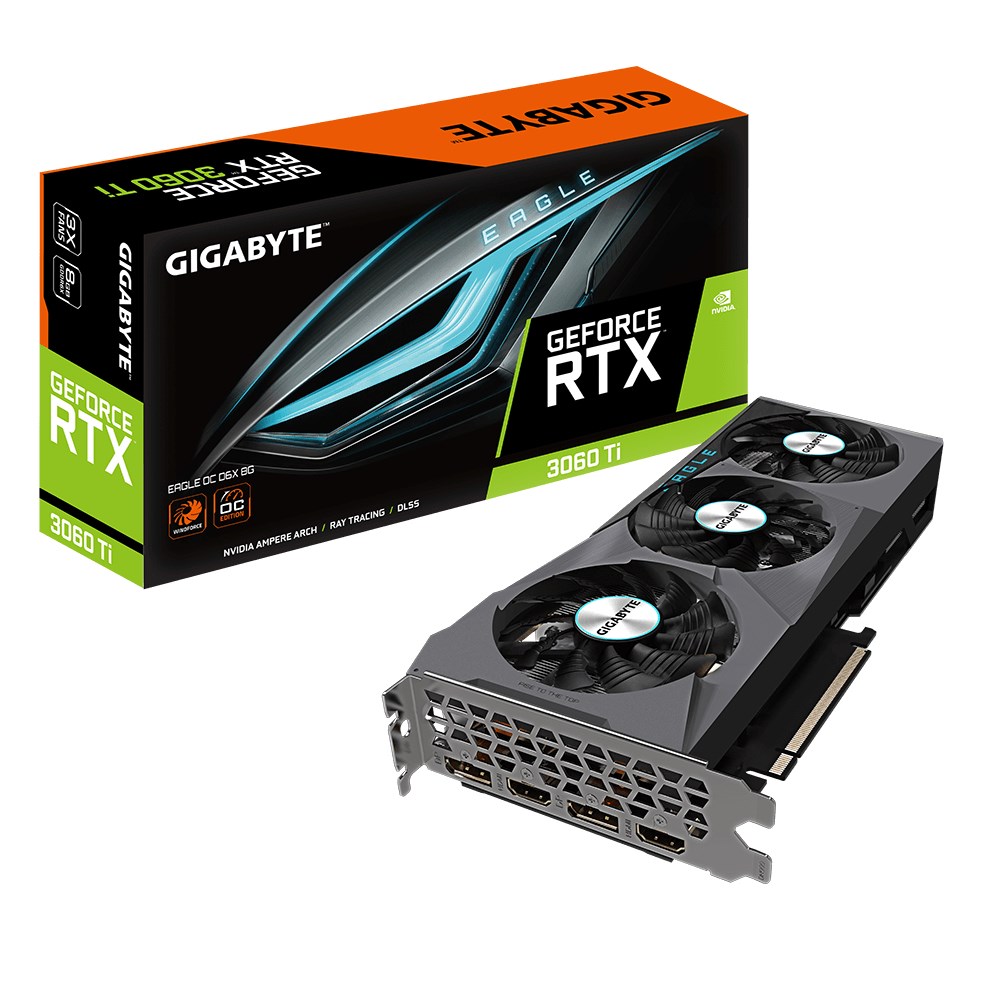 Kartelë Grafike GIGABYTE GeForce RTX 3060 Ti EAGLE OC D6X, 8GB, e zezë