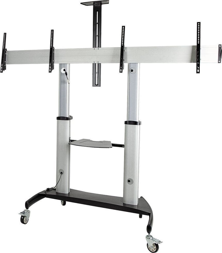 Подвижна количка за телевизор СтарТек.ком Dual TV Cart, за 2 телевизори 37"-60", прилагодлива висина, тркала со заклучување, црна
