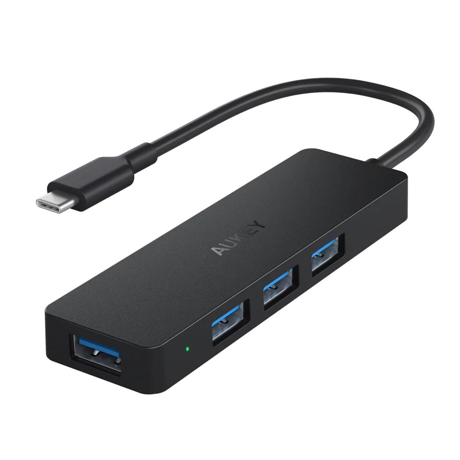 USB Hub Aukey Ultra Slim, 4 porte USB 3.1, USB-C, e zezë 