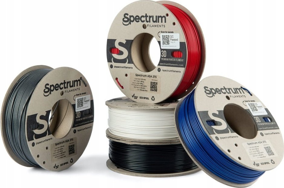 Set filament 3D Spectrum ASA 275, 1.75mm, 5x250g, miks ngjyrash Polar White Deep Black Silver Star Navy Blue Bloody Red