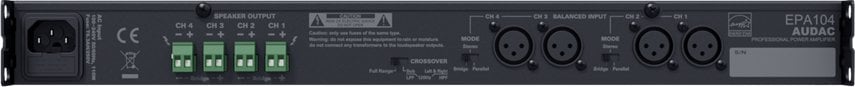 Përforcues audio Audac EPA104, 4 kanale, 4 x 100W, i zi