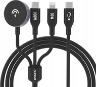 Kabllo karikimi Dudao A12Max+, 3 në 1, 100W PD, 1.2m, e zezë