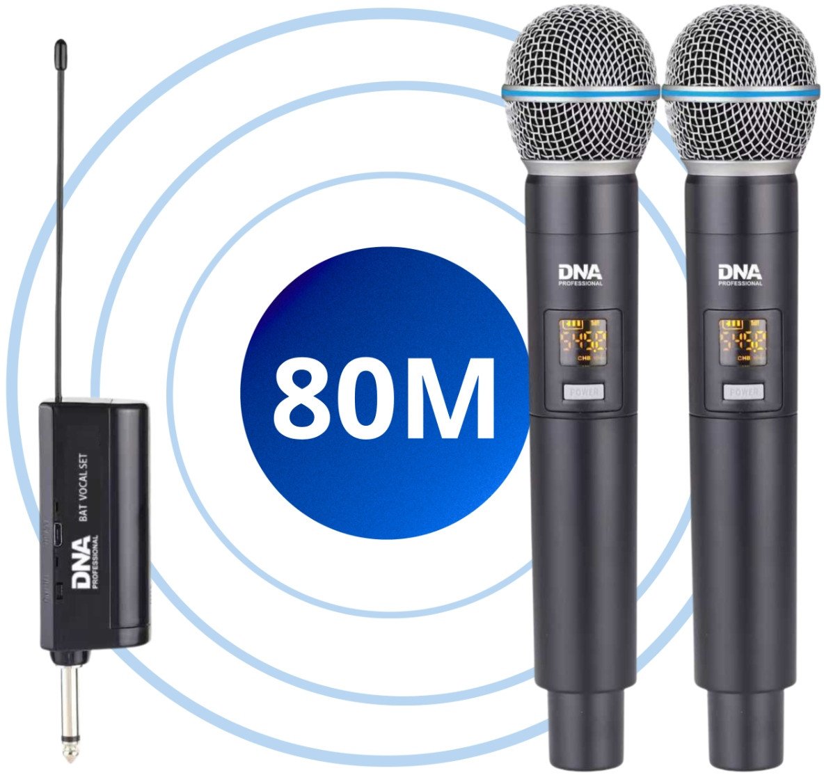 Sistem mikrofoni pa tela DNA BAT Dual Vocal Set, UHF 518–542 MHz, 2 mikrofona dore, i zi