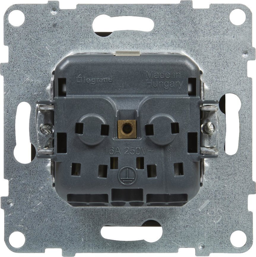 Prizë murale Legrand SUNO SCHUKO 2P+E, 16A 250V, me shutter, e zezë