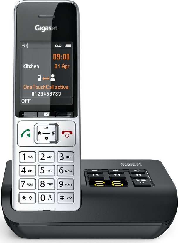 Telefon pa tel Gigaset COMFORT 500A, analog DECT, sekretari telefonike, i zi argjendtë