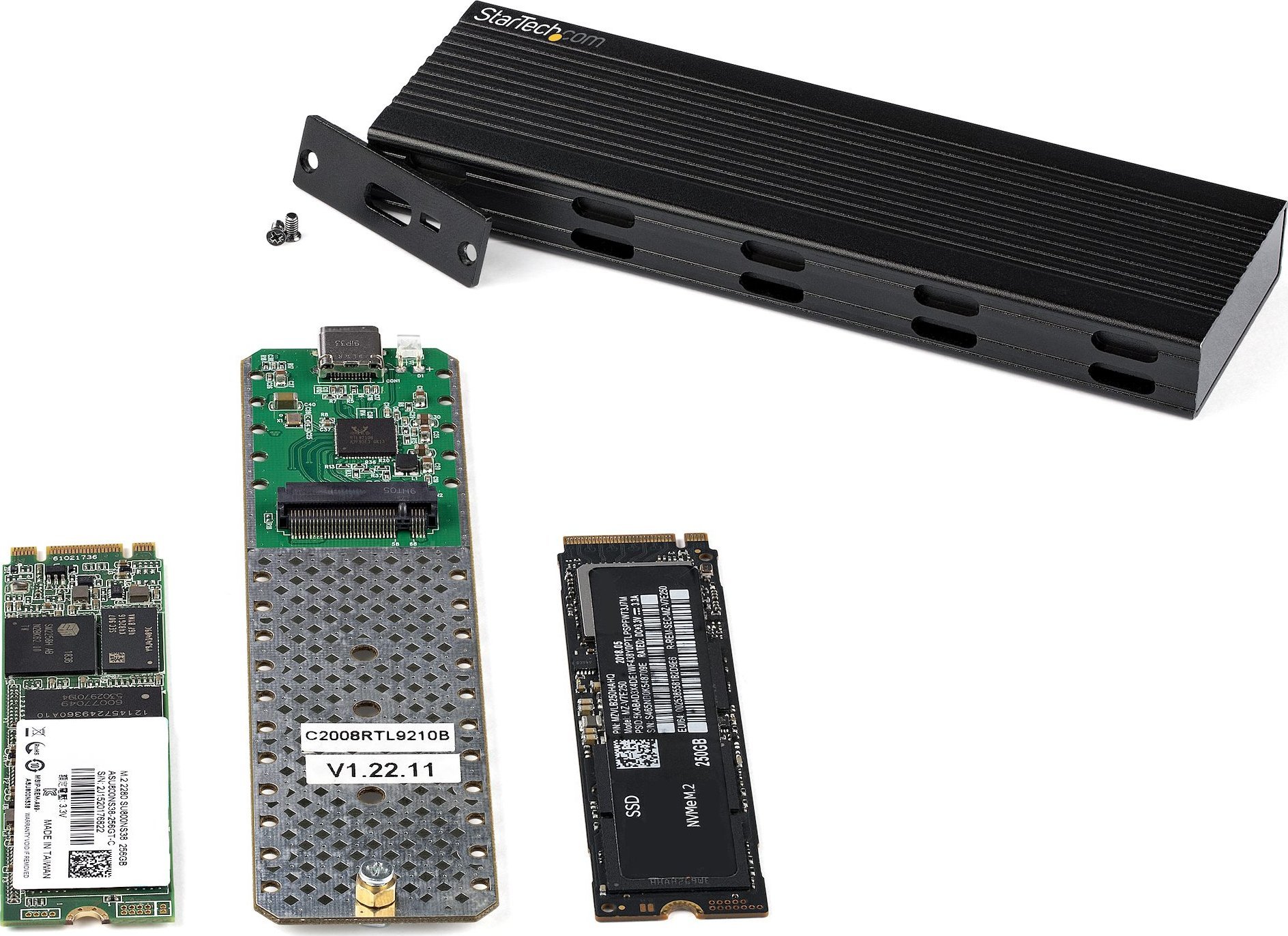 Kuti e jashtme SSD StarTech.com, USB C 10Gbps, M.2 NVMe SATA, alumini e zezë