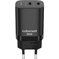 Adapter karikues CubeNest S2D1 GaN, 35W, 2x USB C, i zi