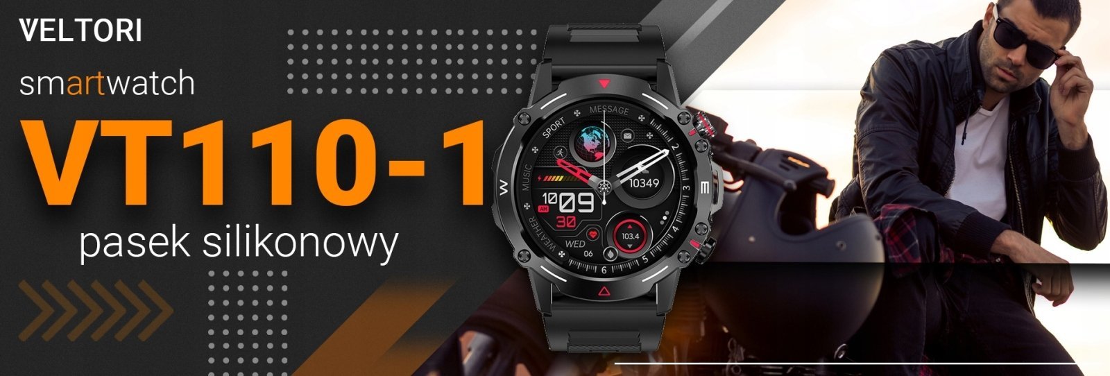 Smartwatch Veltori VT110-1, ekran 1.43" AMOLED, Bluetooth, me rrip silikoni i zi