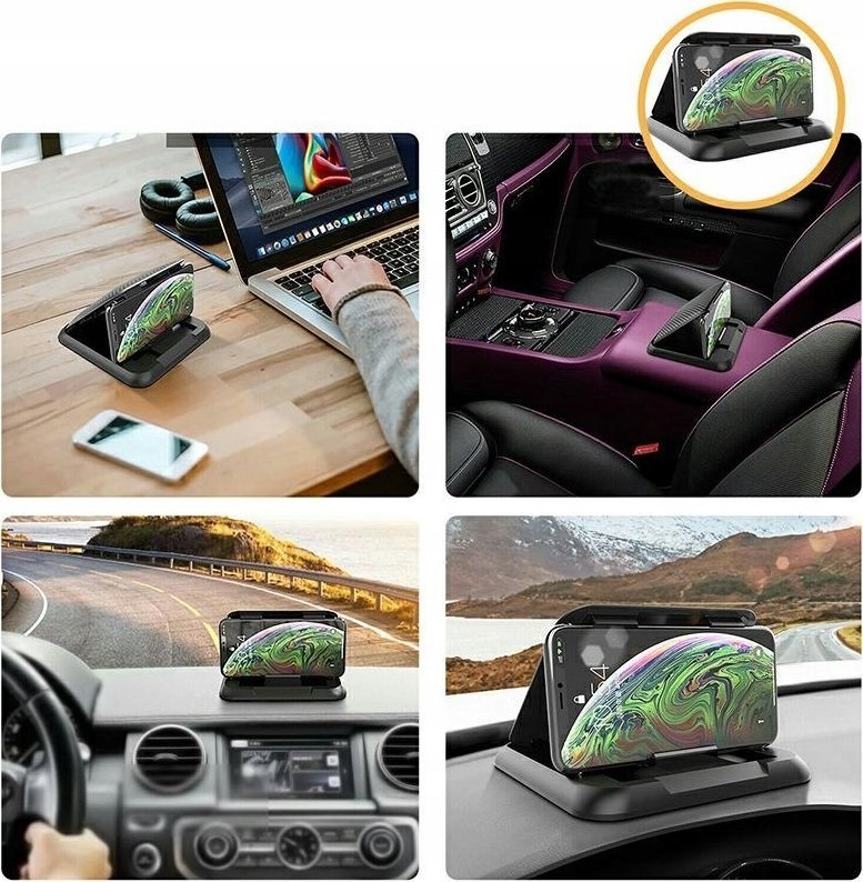 Mbajtëse telefoni për veturë For Cockpit 51J, për pult, për telefona deri 7", e zezë