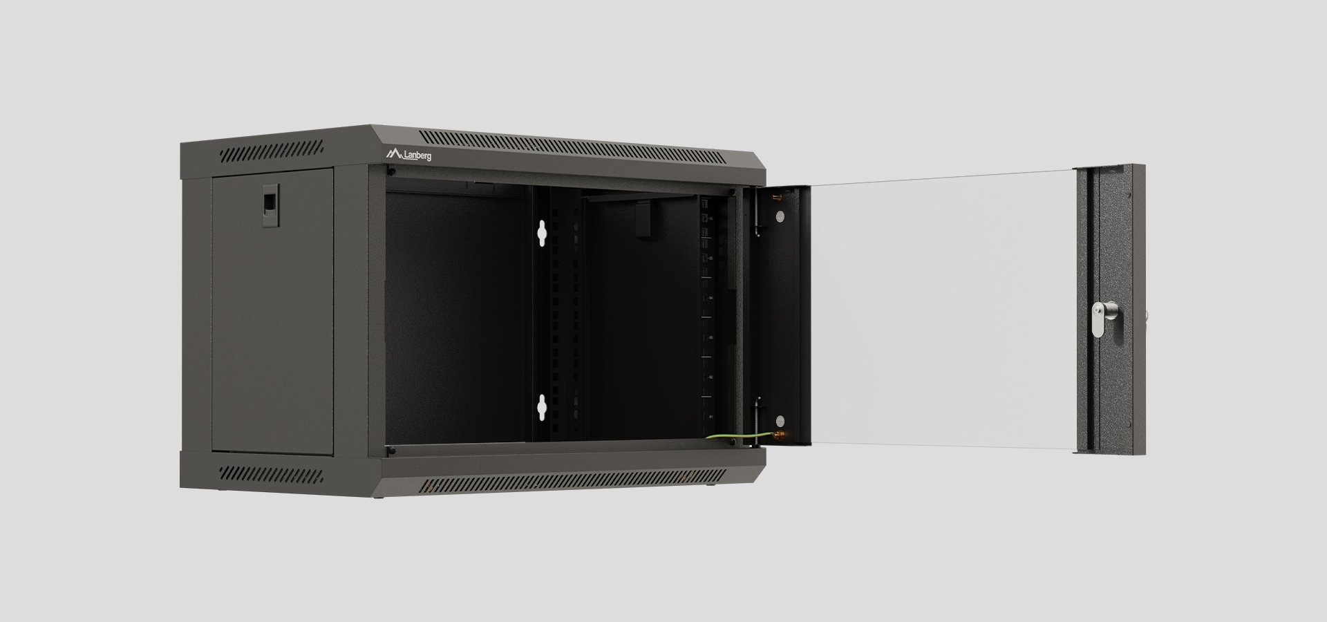 Kabinetë rrjeti Lanberg WF03, 6U 19", derë xhami, 350mm, e zezë