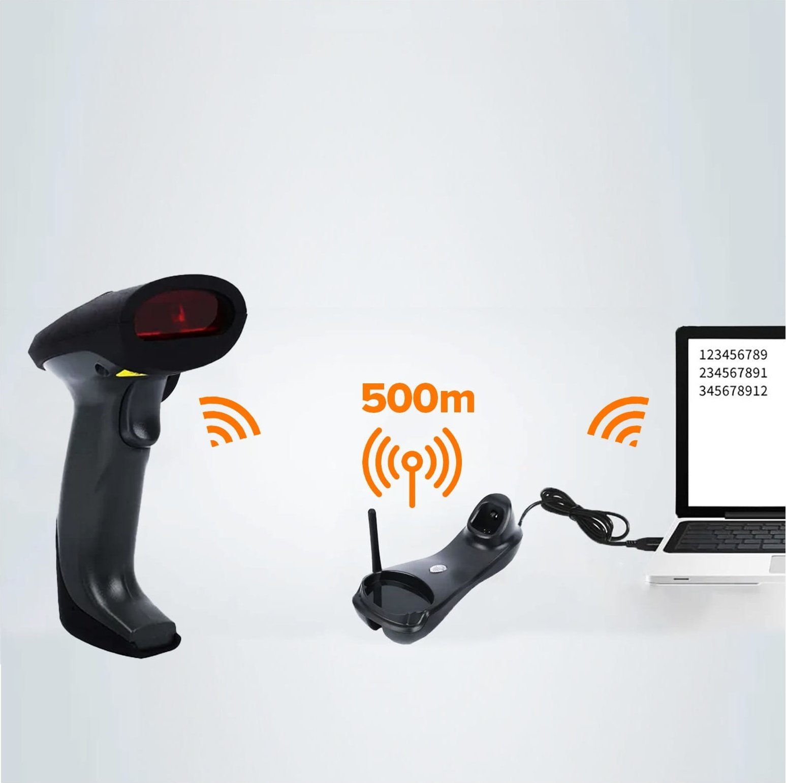 Sкенер на баркодови Zenwire W2503, безжичен, 2D QR, црн