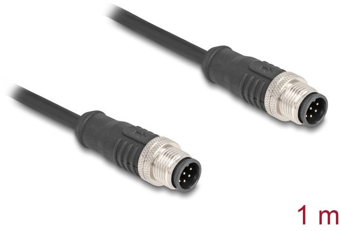 Kabllo rrjeti Delock M12, CAT5e S/FTP, 1m, IP67, e zezë