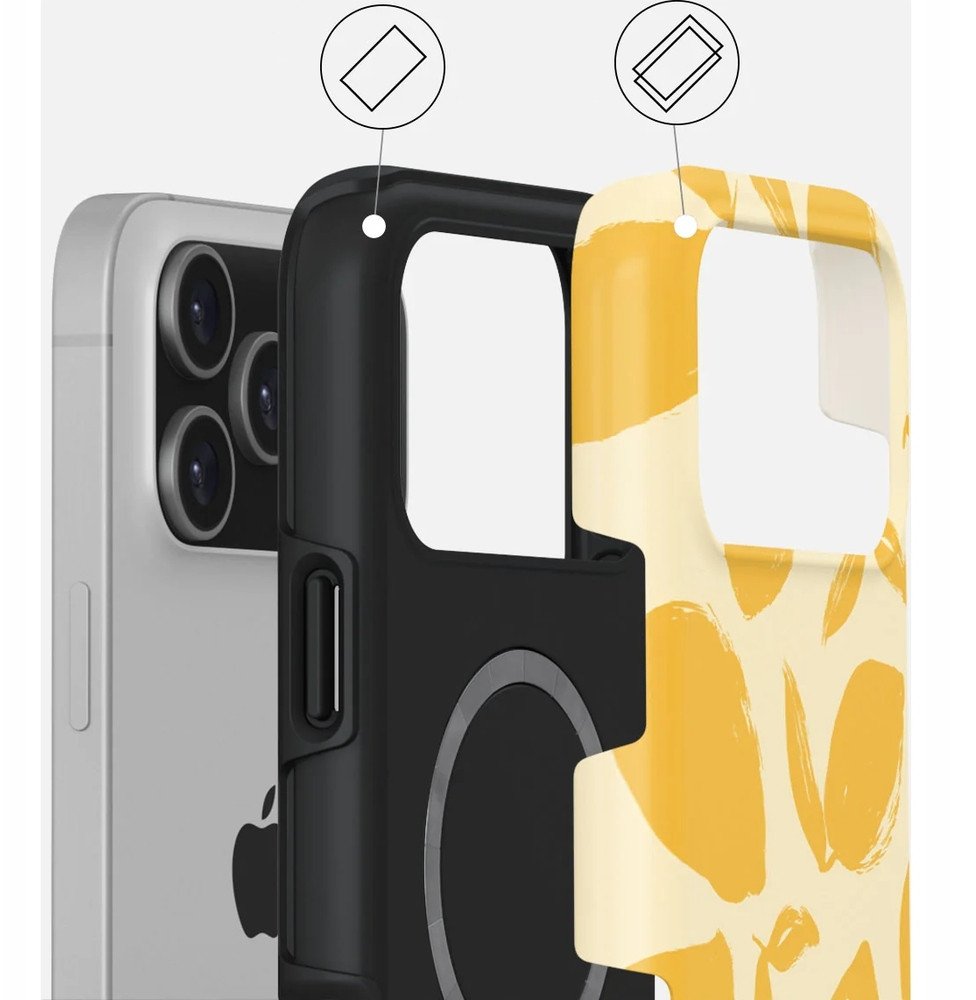 Mbulesë Burga Tough MagSafe për iPhone 17 Pro Max, dizajn Lemon Tart, e verdhë