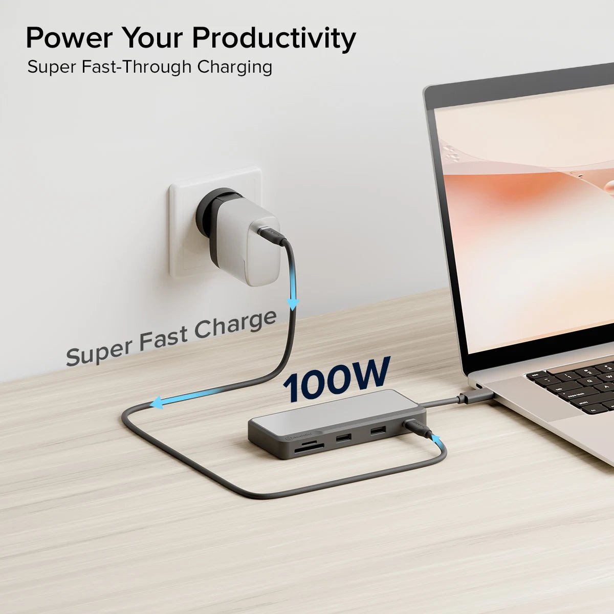 Док USB C Fusion Pro Go 7 во 1, 7 порти, сив