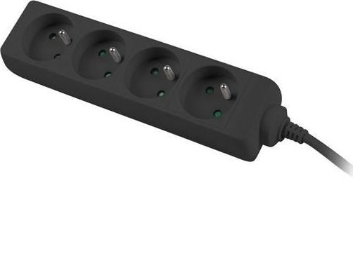 Kordon zgjatues PremiumCord me ​​4 priza, 3m, i zi