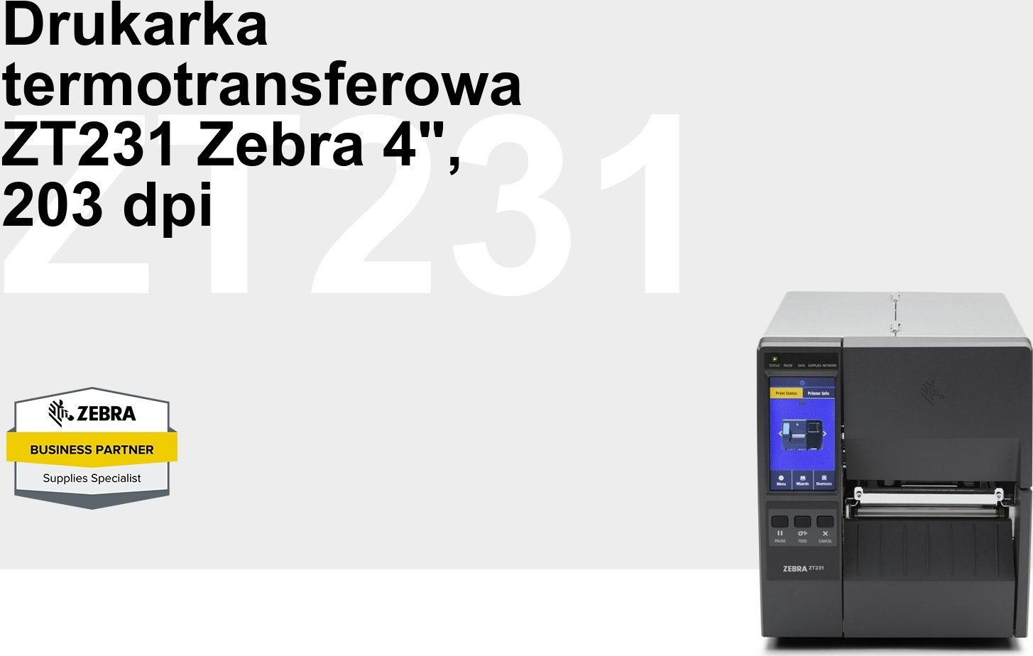 Printer etiketash Zebra ZT231, termal transfer, 203 DPI, 305 mm/sek, Ethernet LAN, Bluetooth
