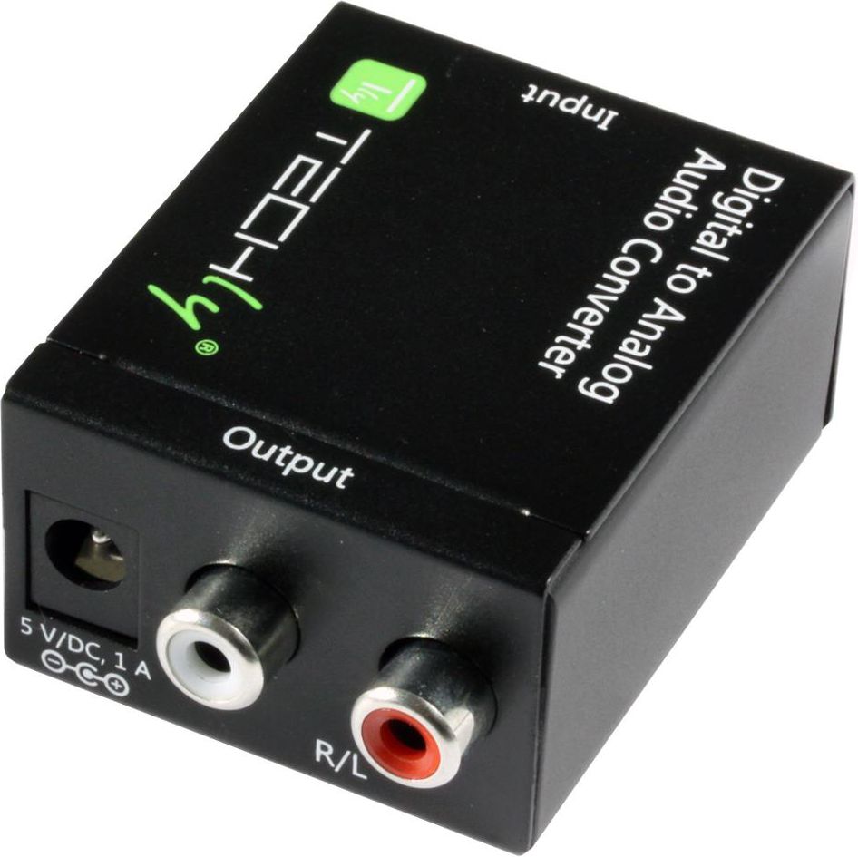 Adapter audio Techly Toslink në RCA, 2.0 dhe 5.1 kanale, i zi