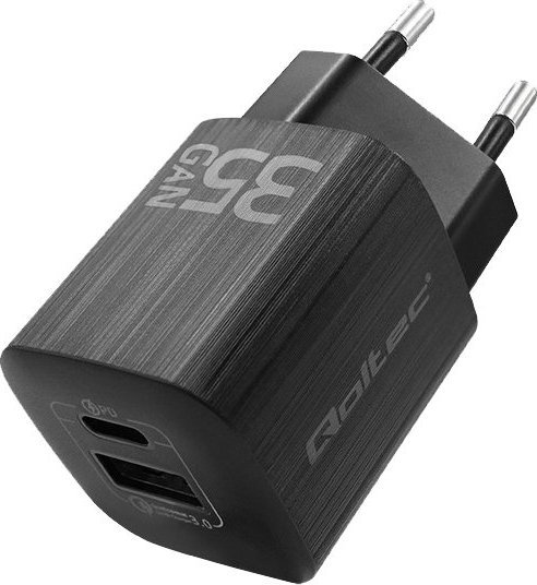 Karikues muri Qoltec GaN Ultra 35W, USB C PD, USB QC 3.0, i zi