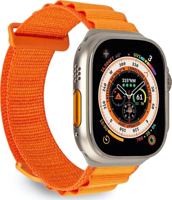 Rrip ore Puro Extreme Band për Apple Watch 42 44 45mm dhe Apple Watch Ultra, najlon, Pulse Orange