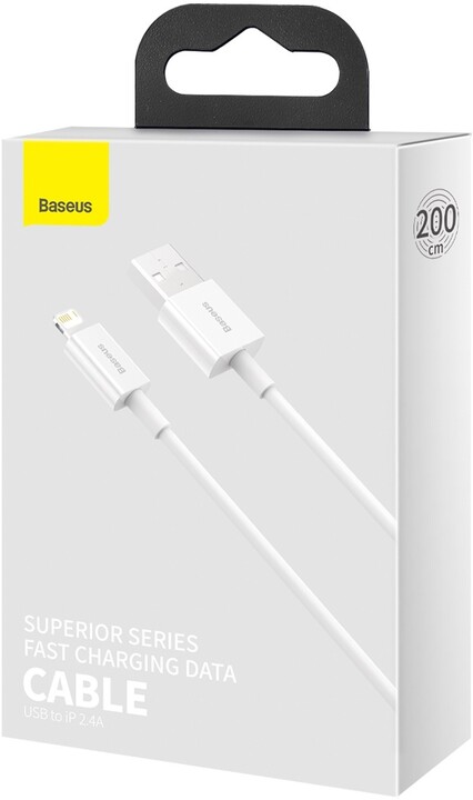Kabllo BASEUS Superior Series USB-A - Lightning, 2.4A, 2m, e bardhë