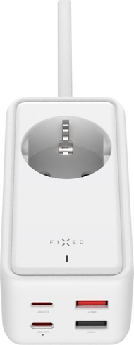 Zgjatës me karikues FIXED GaN III, 65W, 2x USB C 2x USB A, i bardhë