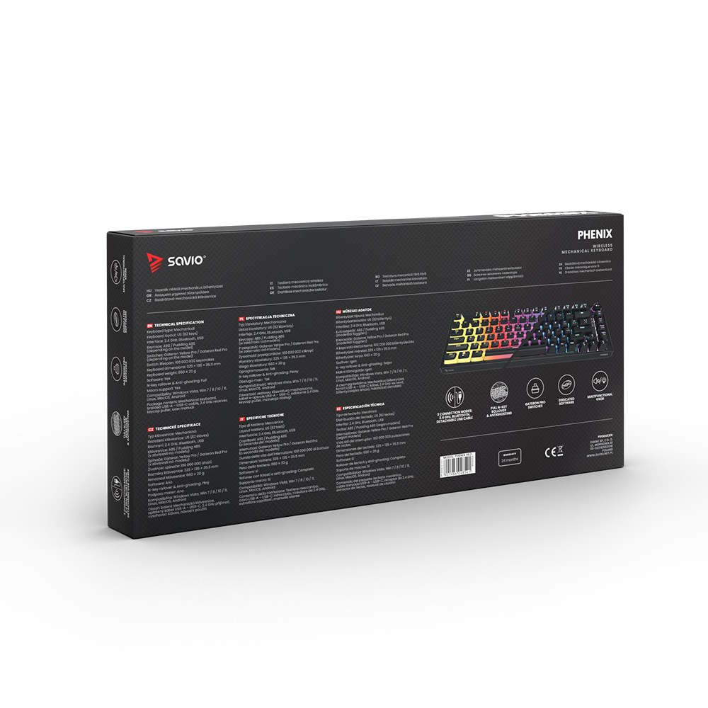 Tastierë mekanike Phenix YELLOW, wireless, e zezë
