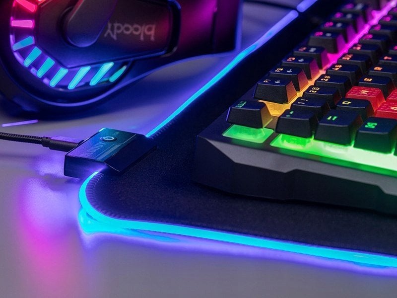 Mousepad gaming A4tech Bloody MP-75N, XL, me ndriçim dekorativ, i zi