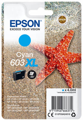 Ngjyrë për printer EPSON Singlepack Cyan 603XL, 350 faqe, e kaltër