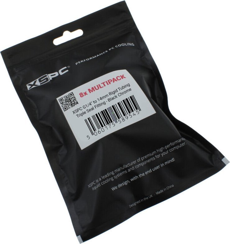 Set lidhësash XSPC G1/4 për tub 14mm Triple Seal, set 8 copë, Black Chrome