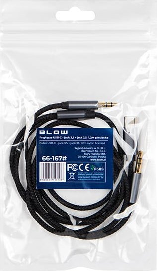 Аудио кабел адаптер Blow, USB C во 2x мини џек 3.5mm, 1.2m, со DAC