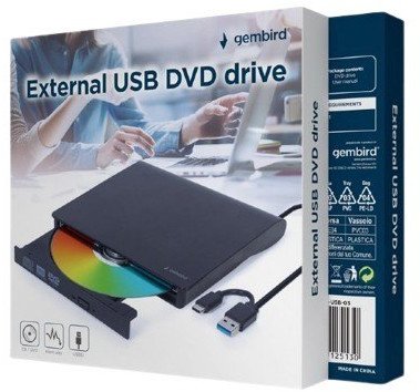 Regjistrues i jashtëm DVD Gembird DVD-USB-031, USB 3.1, Type-C, i zi