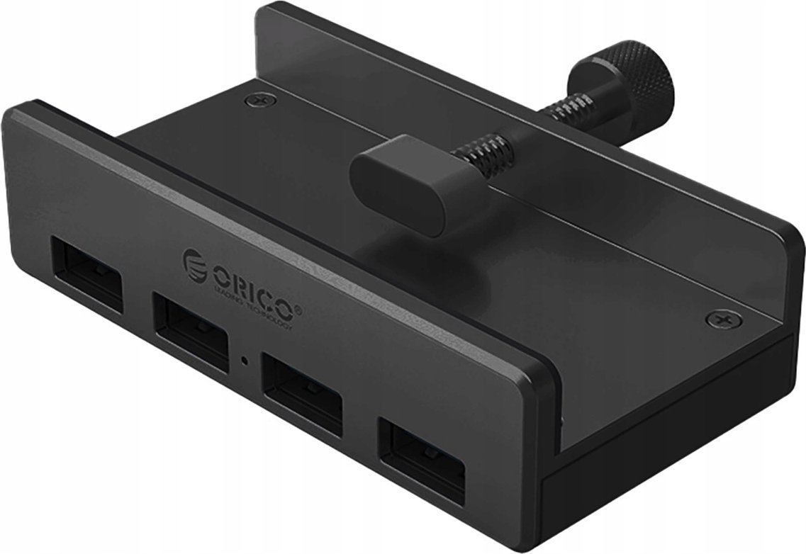 Hub USB Orico MH4PU, 4x USB A 3.0, montim me kapëse, i zi