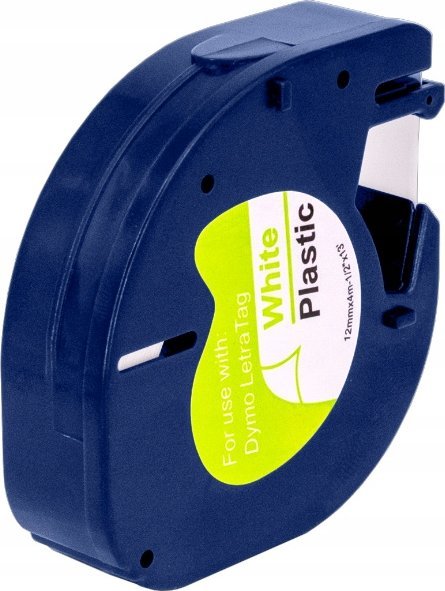 Kasetë etiketash MediaRange, 12mm x 4m, e laminuar, e bardhë me të zezë