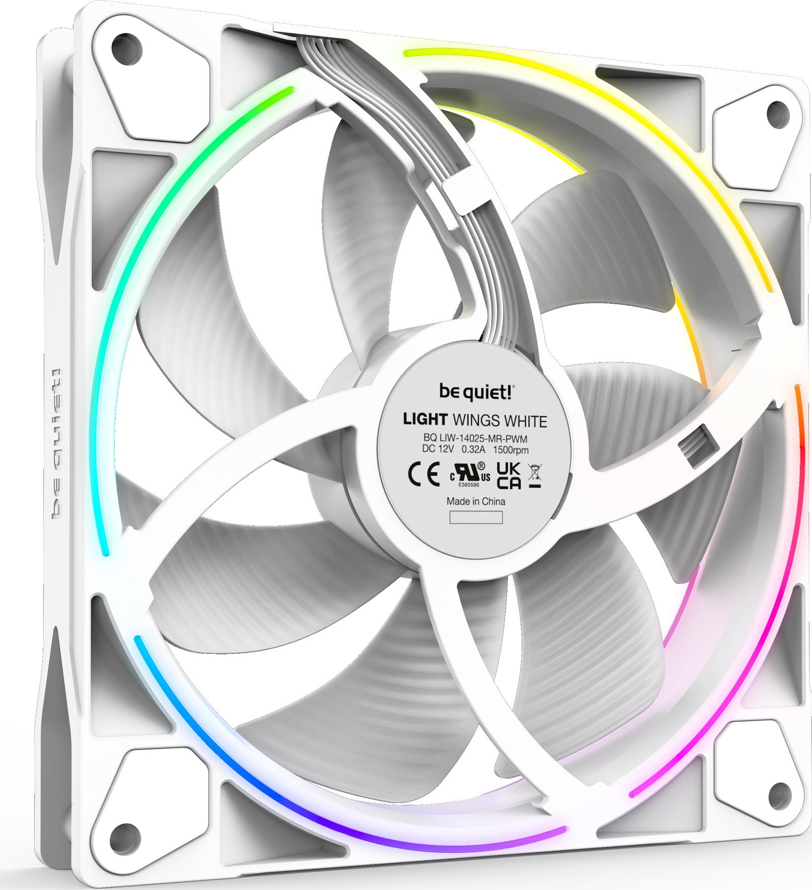 Set ventilatorësh PC be quiet Light Wings BL102, 140mm, ARGB PWM, i bardhë