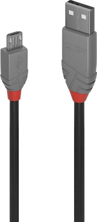 Kabllo Lindy USB-A - microUSB, 3m, e hirtë