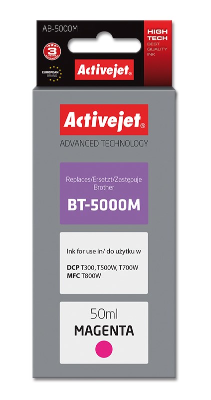Ngjyrë printeri Activejet AB-5000M, 50ml, zëvendësues për Brother BT-5000M, magenta