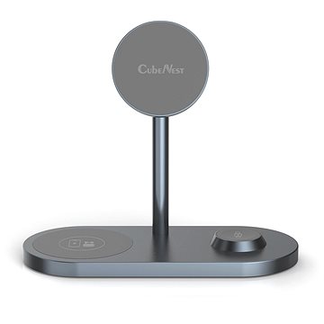 Karikues wireless 3 në 1 PowerCube CubeNest S310 PRO, 20W, MagSafe, gri
