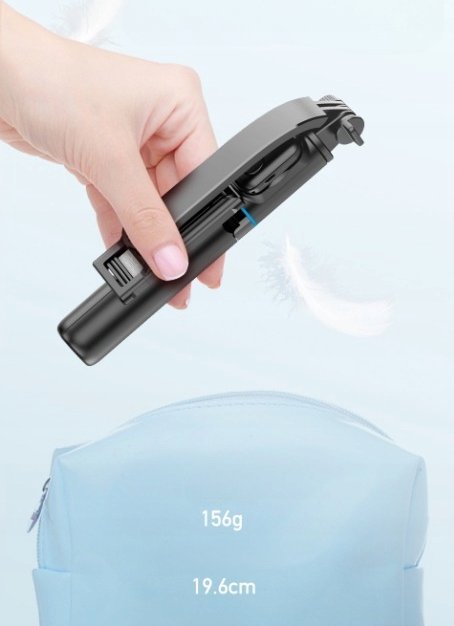 Shkop selfie Awei X49, tripod 2 në 1, telekomandë Bluetooth, i zi