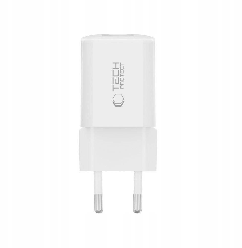 Полнач за мрежа Tech-Protect NCM33W, 33W, 2 порти PD QC3.0, бел