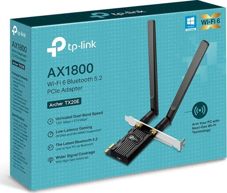 Adapter Wi-Fi TP-Link Archer TX20E, PCIe AX1800, Dual Band, Bluetooth 5.2