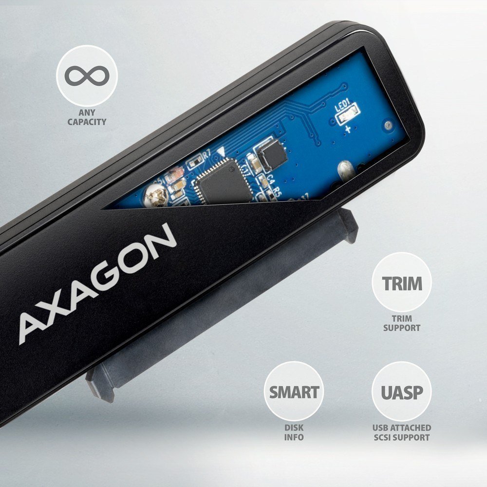 Adapter USB Axagon ADSA-FP2C, USB C 5Gbps, SATA 2.5" HDD SSD, i zi