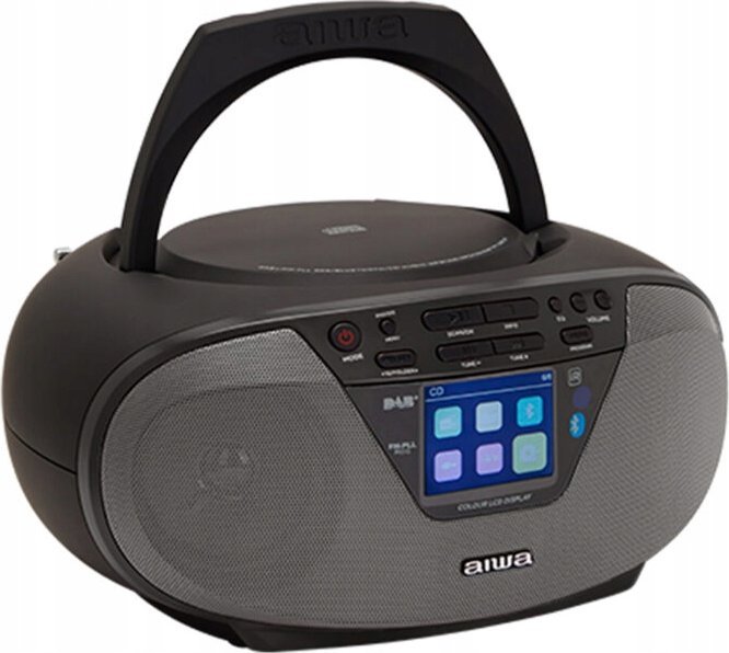 Radiokasetofon portativ Aiwa Black Boombox, CD USB Bluetooth, radio DAB FM, i zi