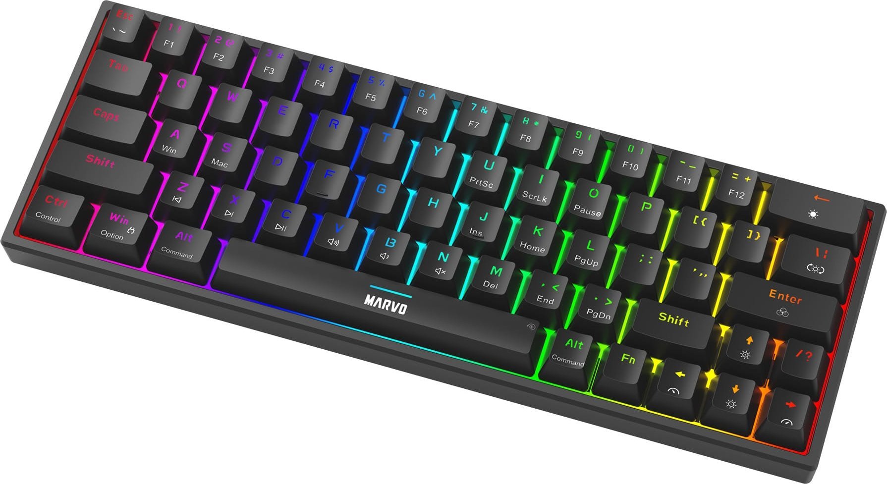 Tastierë gaming Marvo SHOGO 63, mekanike, me kabllo USB, me ndriçim RGB, e zezë