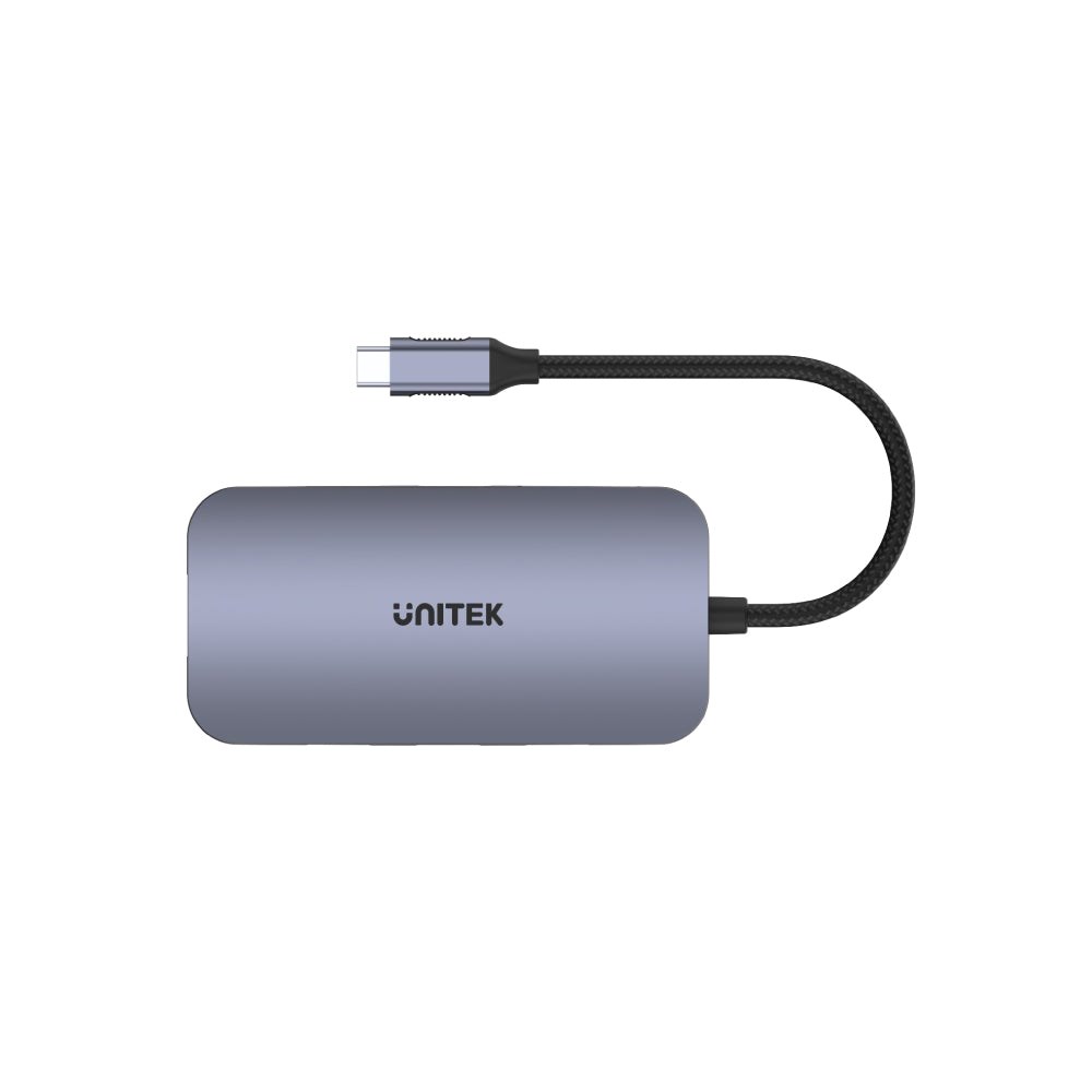 USB Hub Unitek N9+, USB-C, 9-në-1, 100W, i hirtë