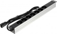 Prizë rryme rack 1U 19", 7 dalje, kabllo 2m C14, argjend