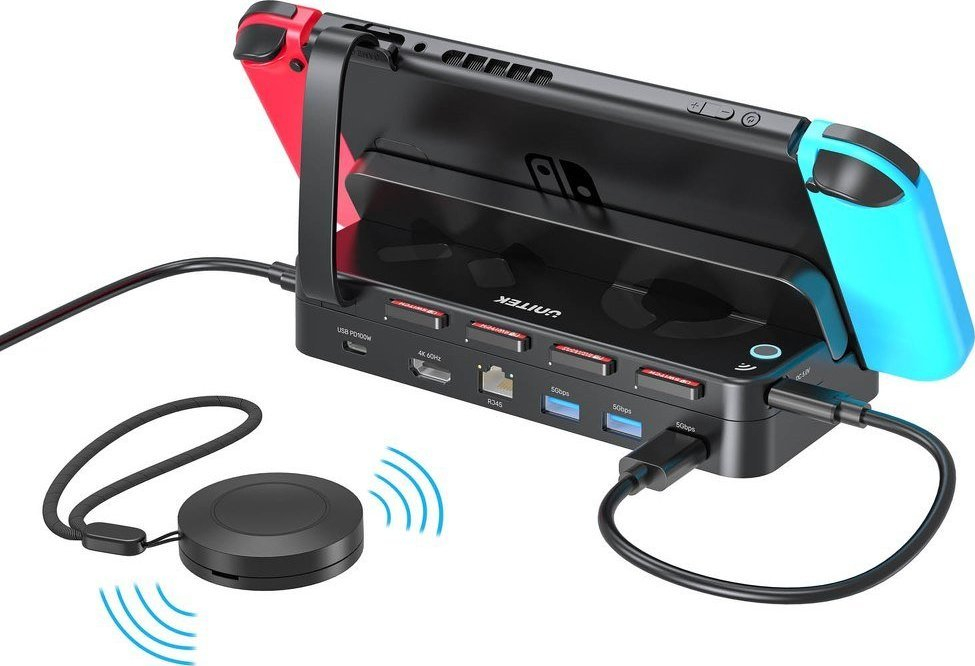 Docking station Unitek për Nintendo Switch, PD 100W, HDMI 4K, RJ-45, e zezë