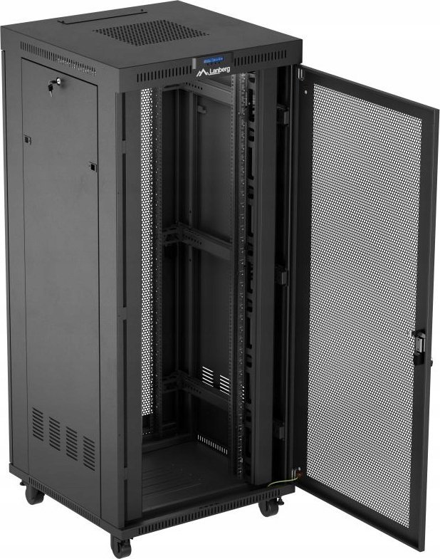 Kabinet rack 19" Lanberg FF01, 37U, 800x800 mm, me derë rrjete, i zi