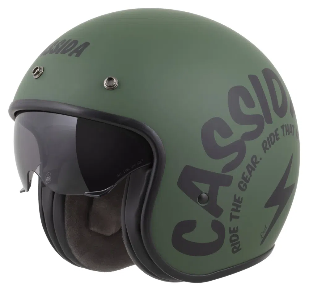 Helmetë moto CASSIDA Oxygen 2.0 Gear, madhësia XL, jeshile matte e zezë